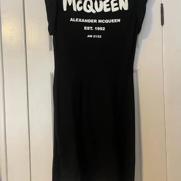 Alexander McQueen Black Logo T-Shirt Dress size 46 (large) - Picture 1 of 7